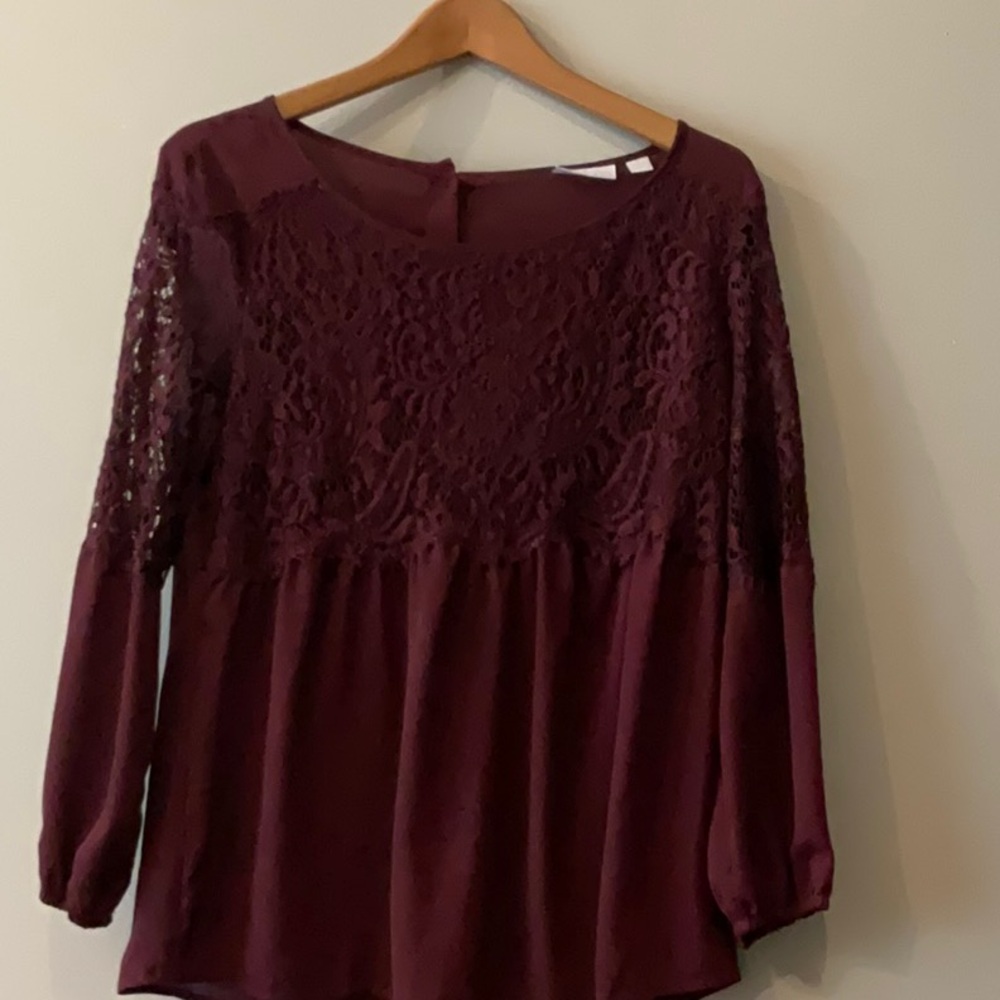 New York & Company Burgundy Lace Women's Top - Picture 5 of 5